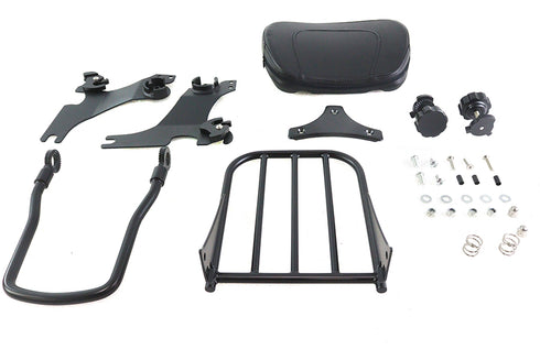 V-Twin Gloss Black Sissy Bar and Rack - 50-0037