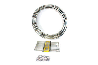V-Twin 16 inch x 3 inch Wheel Rim and Spoke Kit Chrome Steel - 52-0300