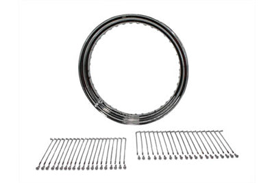 V-Twin 19 inch X 2.50 inch Wheel Rim and Spoke Kit Chrome - 52-0301