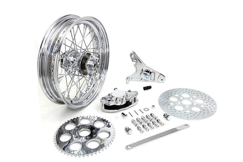 V-Twin 16 inch x 3.00 inch Rear Wheel Kit with Caliper Chrome - 52-0601