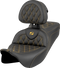 SADDLEMEN Roadsofa™ Seat - Lattice Stitch - Gold Stitch - w/ Backrest - FL '08-'23 808-07B-182B7