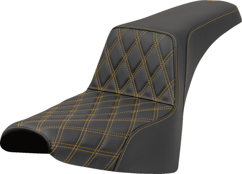 SADDLEMEN Step-Up Seat - Front Lattice Stitch - Gold Stitch - FXST/FXBB '18-'25 818-30-17207