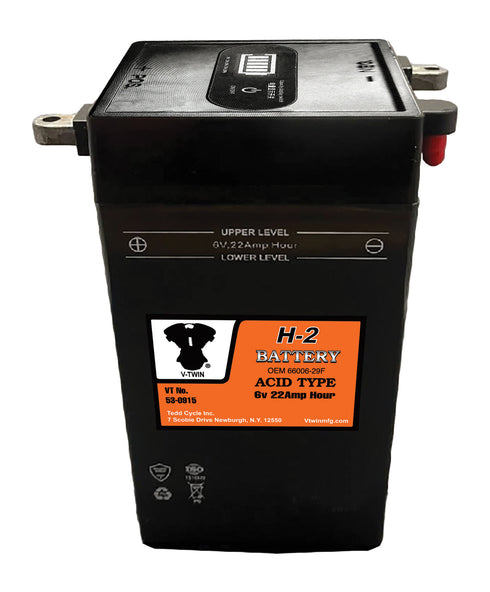 V-Twin H-2 6 Volt 22 Amp Battery - 53-0915