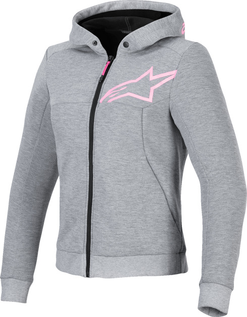 ALPINESTARS ALPINESTARS Stella Chrome v2 Sport Hoodie - Heather Gray/Fluo Pink - Large 4210225-9197-L - 2822-1711