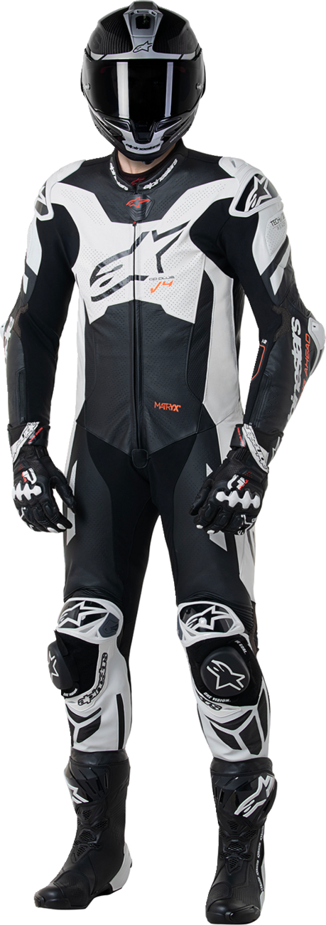 ALPINESTARS GP Plus v4 Sprint 1-Piece Leather Suit - Black/Red Fluo/White - US 52 / EU 62 3150225-1231-62