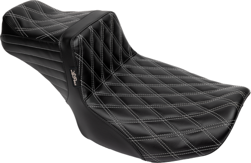 LE PERA Tailwhip Daddy Long Legs Seat - Gray Double Diamond Stitch - FLH/FLT '23-'25 LV-587DLDD-GY01