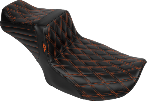 LE PERA Tailwhip Daddy Long Legs Seat - Burnt Orange Double Diamond Stitch - FLH/FLT '23-'25 LV-587DLDD-OB4