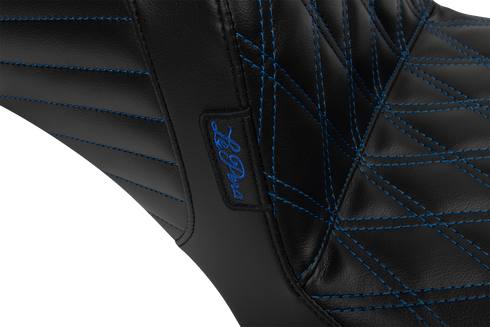 LE PERA Tailwhip Daddy Long Legs Seat - Blue Double Diamond Stitch - FLH/FLT '23-'25 LV-587DLDD-BE01