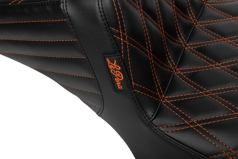 LE PERA Tailwhip Daddy Long Legs Seat - Burnt Orange Double Diamond Stitch - FLH/FLT '23-'25 LV-587DLDD-OB4