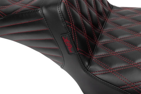LE PERA Tailwhip Daddy Long Legs Seat - Red Double Diamond Stitch - FLH/FLT '23-'25 LV-587DLDD-R01