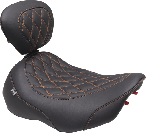 MUSTANG Wide Tripper™ Seat - Solo - Mandarin Orange Stitching - FLT/FLH '23-'25 89503MO