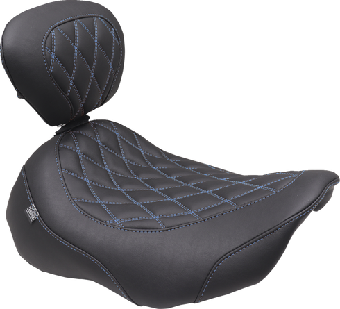 MUSTANG Wide Tripper™ Seat - Solo - Sky Blue Stitching - FLT/FLH '23-'25 89503SB