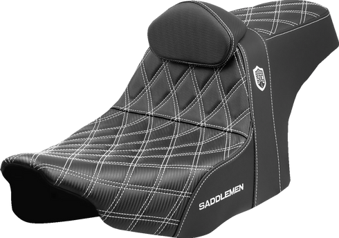 SADDLEMEN Pro Series SDC Performance Seat - White Stitching - w/ Backrest - FLT/FLH '23-'25 SC82307DB6