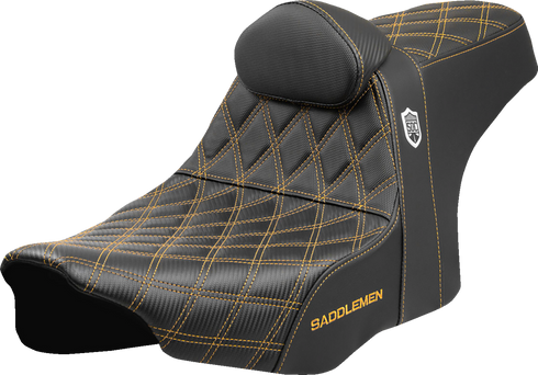 SADDLEMEN Pro Series SDC Performance Seat - Gold Stitching - w/ Backrest - FLT/FLH '23-'25 SC82307DB7