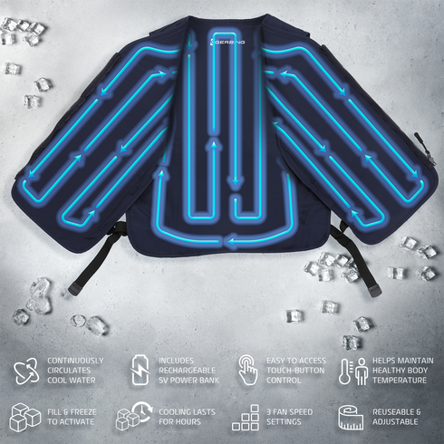 GERBING HEATED CLOTHING 5V Touch Button Circulatory Cooling Vest - Blue GER-CV-5V-N-OS