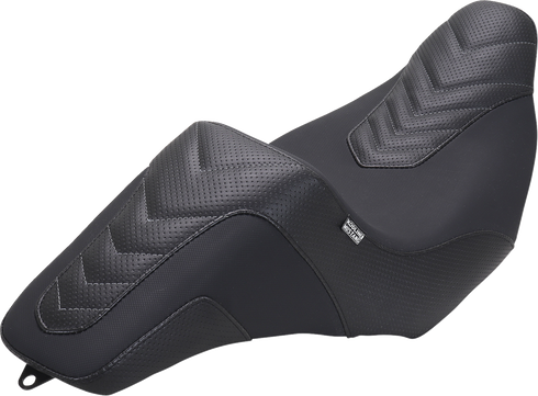 MUSTANG Signature Series Squareback™ Seat - Gripper Vinyl - Chevron - Gunmetal Stitch - FLH/FLT '23-'25 76324GM