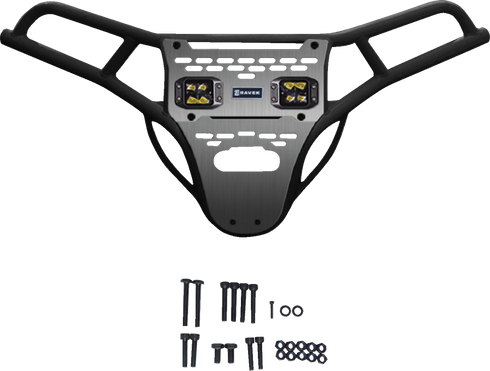RAVEK Front Bumper/Skid Plate with Amber Lights - Black - RZR XP 1000 64-317BKLA