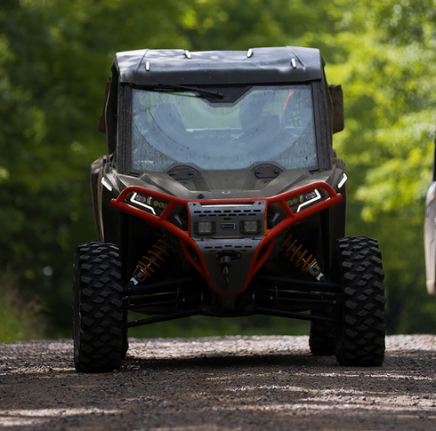 RAVEK Front Bumper/Skid Plate with White Lights - Red - RZR XP 1000 64-317RDL