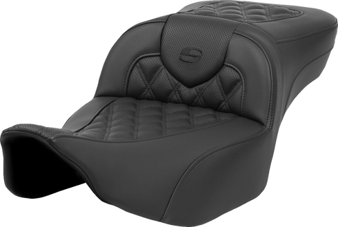 SADDLEMEN Heated RoadSofa™ Seat - Extended Reach - Lattice Stitch - w/o Backrest - FLT/FLH ’23-‘24 823-07-184A0