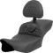 SADDLEMEN Heated RoadSofa™ Seat - Extended Reach - Honeycomb Stitch - w/ Backrest - FLT/FLH ’23-‘24 823-07-190C0
