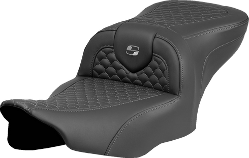 SADDLEMEN Roadsofa™ Seat - Dragon Scale Stitch - Dark Gray Stitch - w/o Backrest - FLTR/FLHX '23-'24 823-07-20802