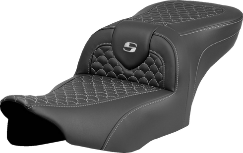 SADDLEMEN Roadsofa™ Seat - Dragon Scale Stitch - Silver Stitch - w/o Backrest - FLTR/FLHX '23-'24 823-07-20805