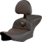 SADDLEMEN Roadsofa™ Seat - Dragon Scale Stitch - Orange Stitch - w/ Backrest - FLTR/FLHX '23-'24 823-07-208B3