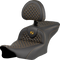SADDLEMEN Roadsofa™ Seat - Dragon Scale Stitch - Gold Stitch - w/ Backrest - FLTR/FLHX '23-'24 823-07-208B7