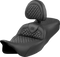 SADDLEMEN Roadsofa™ Seat - Dragon Scale Stitch - Black Stitch - w/ Backrest - FLH/FLT '08-'24 808-07B-208B0