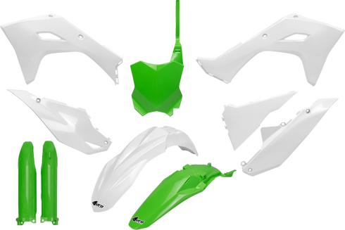 UFO Body Kit - Green/White - Kawasaki - KX '24-'25 KAKIT231F@222