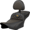SADDLEMEN Roadsofa™ Extended Reach Seat - Dragon Scale Stitch - Gold Stitch - w/ Backrest - FLTR/FLHX '23-'24 823-07-209B7