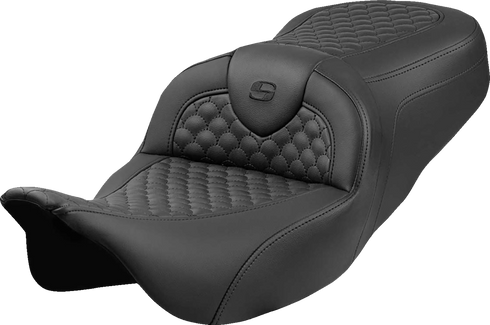 SADDLEMEN Roadsofa™ Seat - Dragon Scale Stitch - Black Stitch - w/o Backrest - FLH/FLT '08-'24 808-07B-20800