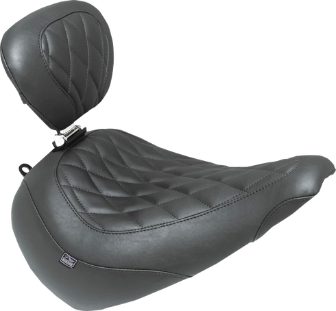 MUSTANG Wide Tripper™ Solo Seat - w/ Backrest - Diamond - Black Stitch - FXBR '23-'25 89027