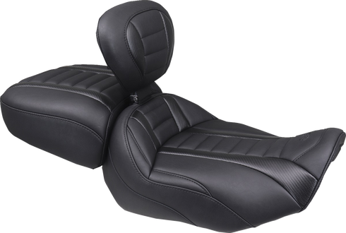 MUSTANG Deluxe Passenger Seat - Wide - Black Stitch - FLT/FLH '23-'25 88420