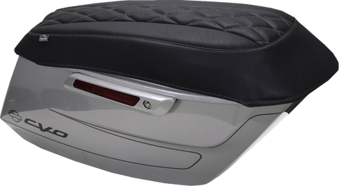 MUSTANG Deluxe Diamond Saddlebag Lid Cover - Black w/ Gunmetal Gray Stitch - FLH/FLT '23-'25 88470GM