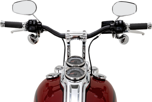 PERFORMANCE MACHINE (PM) Phatbar & Riser Kit - Internal Wiring/Gauge Mount Holes - 9" - Chrome 0208-2195M-CH