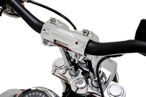 PERFORMANCE MACHINE (PM) Phatbar & Riser Kit - Internal Wiring/Gauge Mount Holes - 9" - Chrome 0208-2195M-CH