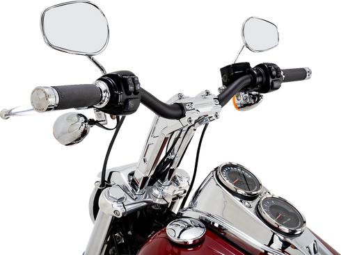 PERFORMANCE MACHINE (PM) Phatbar & Riser Kit - Internal Wiring/Gauge Mount Holes - 9" - Chrome 0208-2195M-CH