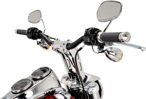 PERFORMANCE MACHINE (PM) Phatbar & Riser Kit - Internal Wiring/Gauge Mount Holes - 9" - Chrome 0208-2195M-CH
