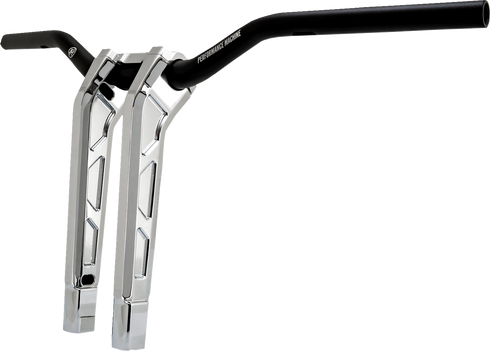 PERFORMANCE MACHINE (PM) Phatbar & Riser Kit - Internal Wiring/Gauge Mount Holes - 11-1/2" - Chrome 0208-2197M-CH