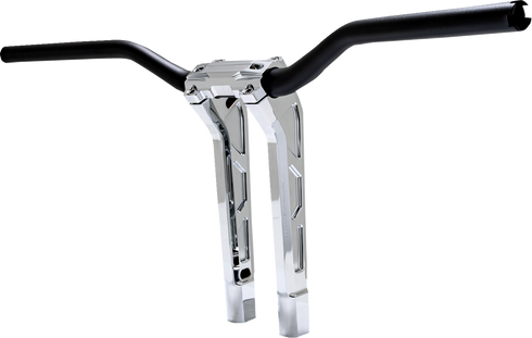 PERFORMANCE MACHINE (PM) Phatbar & Riser Kit - Internal Wiring/Gauge Mount Holes - 11-1/2" - Chrome 0208-2197M-CH