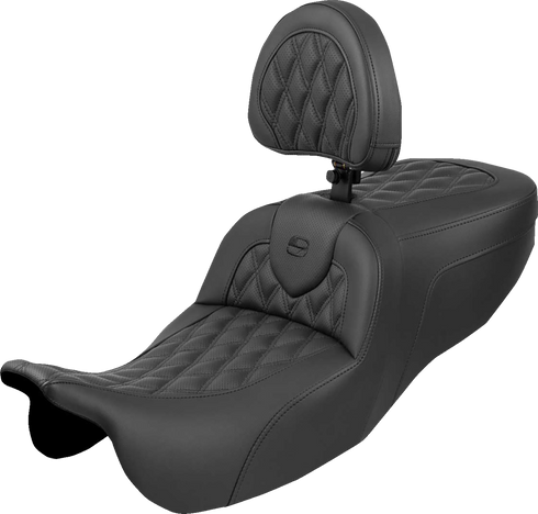 SADDLEMEN Roadsofa™ Seat - with Backrest - Lattice Stitch - FLRT/FLTRT '15-'25 815-07-182BR