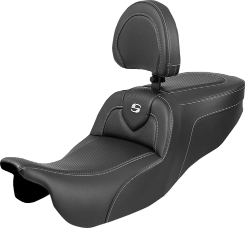 SADDLEMEN Roadsofa™ Seat - with Backrest - Carbon Fiber - FLRT/FLTRT '15-'25 815-07-185BR