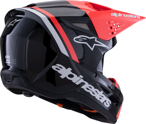 ALPINESTARS SM3 Helmet - Radium - Gloss Black/Red Fluo/White - 2XL 8300826-1553-XXL