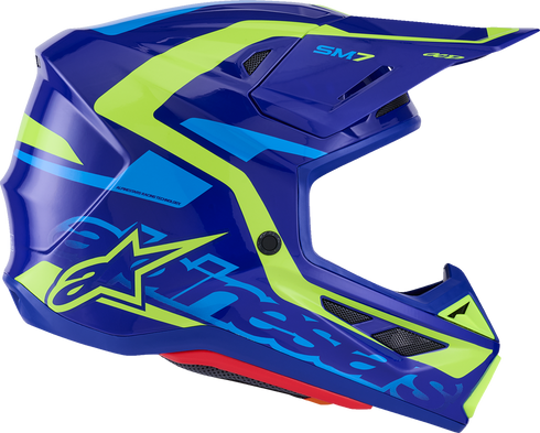 ALPINESTARS SM7 Helmet - Deed - Gloss Blue/Yellow Fluo - XS 8302426-7253-XS