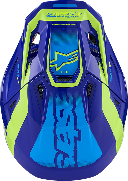 ALPINESTARS SM7 Helmet - Deed - Gloss Blue/Yellow Fluo - Medium 8302426-7253-M