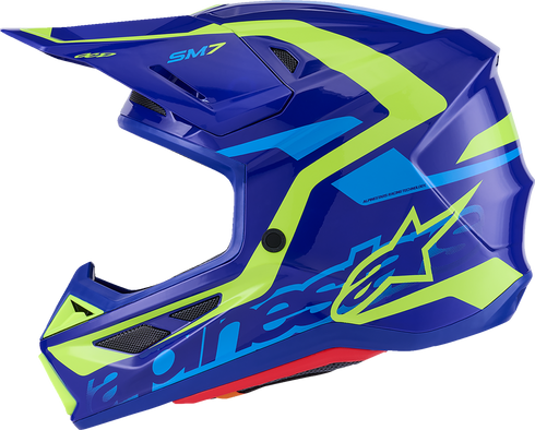 ALPINESTARS SM7 Helmet - Deed - Gloss Blue/Yellow Fluo - XL 8302426-7253-XL