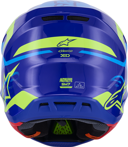 ALPINESTARS SM7 Helmet - Deed - Gloss Blue/Yellow Fluo - Large 8302426-7253-L