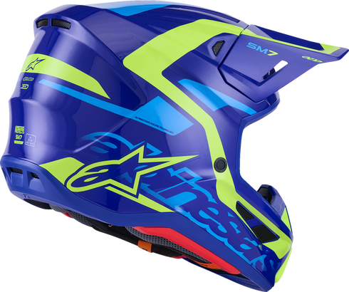 ALPINESTARS SM7 Helmet - Deed - Gloss Blue/Yellow Fluo - 2XL 8302426-7253-XXL