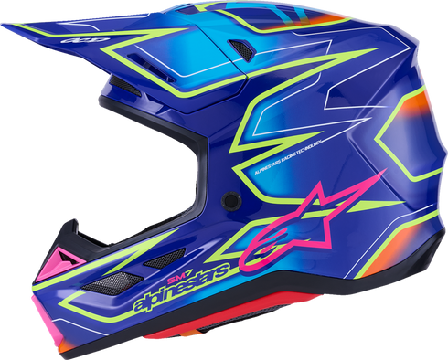 ALPINESTARS SM7 Helmet - Cast - Gloss/Blue/Pink/Yellow Fluo - Large 8302626-7254-L
